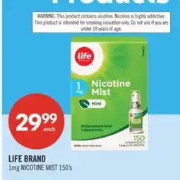 Shoppers Drug Mart LIFE BRAND 1mg NICOTINE MIST offer