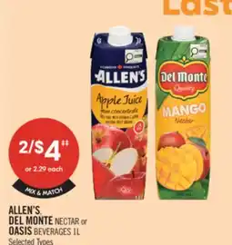 Shoppers Drug Mart ALLEN'S DEL MONTE NECTAR or OASIS BEVERAGES offer
