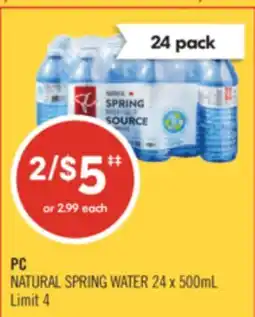Shoppers Drug Mart PC NATURAL SPRING WATER offer