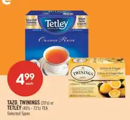 Shoppers Drug Mart TAZO, TWININGS (20's) or TETLEY (40's - 72's) TEA offer