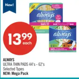 Shoppers Drug Mart ALWAYS ULTRA THIN PADS offer