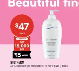 Shoppers Drug Mart BIOTHERM ANTI-DRYING BODY MILK WITH CITRUS ESSENCES offer