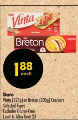 Shoppers Drug Mart Dare Vinta (225g) or Breton (200g) Crackers offer