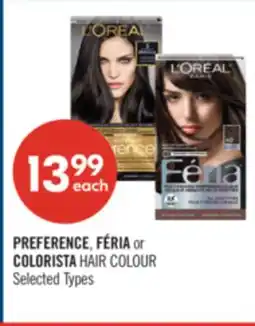 Shoppers Drug Mart PREFERENCE, FΓRIA or COLORISTA HAIR COLOUR offer