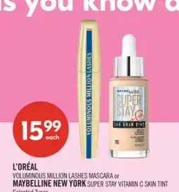 Shoppers Drug Mart L'ORÉAL VOLUMINOUS MILLION LASHES MASCARA or MAYBELLINE NEW YORK SUPER STAY VITAMIN C SKIN TINT offer