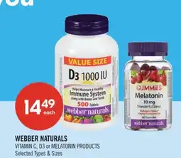 Shoppers Drug Mart WEBBER NATURALS VITAMIN C, D3 or MELATONIN PRODUCTS offer