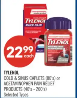 Shoppers Drug Mart TYLENOL COLD & SINUS CAPLETS (80's) or ACETAMINOPHEN PAIN RELIEF PRODUCTS (40's - 200's) offer