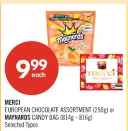 Shoppers Drug Mart MERCI EUROPEAN CHOCOLATE ASSORTMENT (250g) or MAYNARDS CANDY BAG (814g - 816g) offer