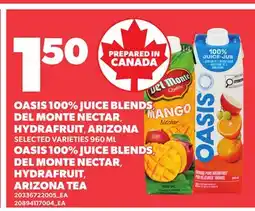 Independent City Market OASIS 100% JUICE BLENDS DEL MONTE NECTAR, HYDRAFRUIT, ARIZONA offer