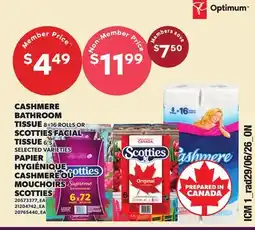 Independent City Market CASHMERE BATHROOM TISSUE, 8=16 ROLLS OR SCOTTIES FACIAL TISSUE, 6'S offer
