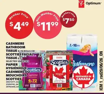 Independent City Market CASHMERE BATHROOM TISSUE, 8=16 ROLLS OR SCOTTIES FACIAL TISSUE, 6'S offer