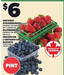 Independent City Market ONTARIO STRAWBERRIES, QUART OR BLUEBERRIES, PINT offer