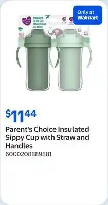 Walmart Parent's Choice Insulated Sippy Cup with Straw and Handles offer