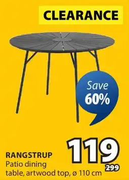 JYSK RANGSTRUP Patio dining table, artwood top offer