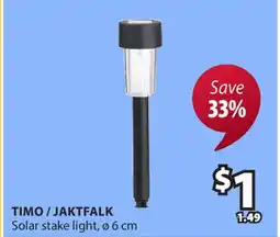JYSK TIMO / JAKTFALK Solar stake light offer