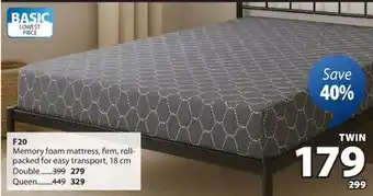 JYSK F20 Memory foam mattress offer