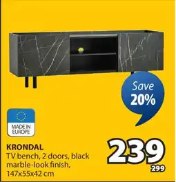 JYSK KRONDAL TV bench, 2 doors, black marble-look finish offer