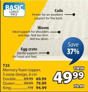 JYSK T25 Memory foam topper offer