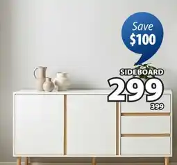 JYSK FENSMARK Sideboard, 2 doors, 3 drawers, white/oak offer