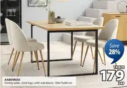 JYSK AABENRAA Dining table, steel legs, wild-oak/black offer