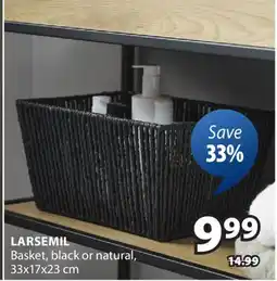 JYSK LARSEMIL Basket, black or natural offer