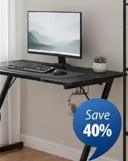 JYSK HALSTED Gaming desk, cup holder, headset rack, black offer
