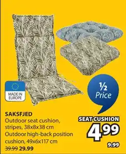 JYSK SAKSFJED Outdoor seat cushion offer