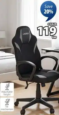 JYSK RANDRUP Gaming chair, swivel, black/grey faux leather offer