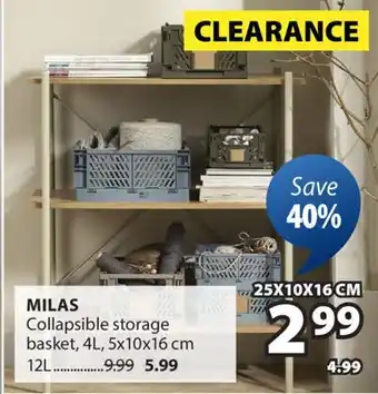 JYSK MILAS Collapsible storage basket offer