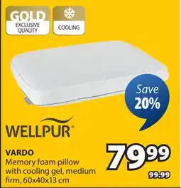 JYSK WELLPUR VARDO Memory foam pillow with cooling gel offer