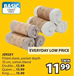 JYSK JERSEY Fitted sheet, pocket depth 35 cm, cotton blend offer