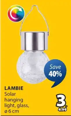 JYSK LAMBIE Solar hanging light, glass offer