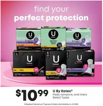 Fortinos U BY KOTEX PADS, TAMPONS, AND LINERS offer