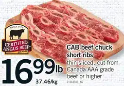 Fortinos CAB BEEF CHUCK SHORT RIBS offer