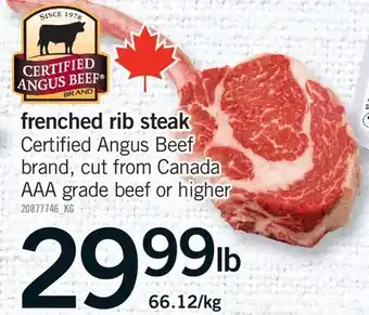 Fortinos FRENCHED RIB STEAK offer