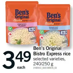 Fortinos BEN'S ORIGINAL BISTRO EXPRESS RICE, 240/250 G offer