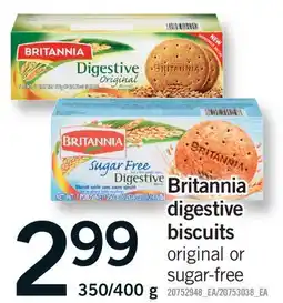 Fortinos BRITANNIA DIGESTIVE BISCUITS, 350/400 g offer