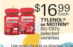Fortinos TYLENOL OR MOTRIN , 60-150's offer