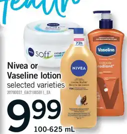 Fortinos NIVEA OR VASELINE LOTION offer