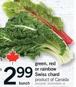 Fortinos GREEN, RED OR RAINBOW SWISS CHARD offer
