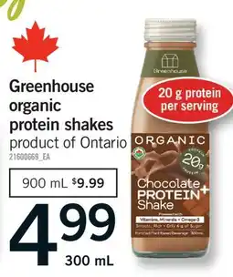 Fortinos GREENHOUSE ORGANIC PROTEIN SHAKES offer