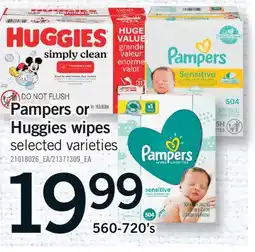Fortinos PAMPERS OR HUGGIES WIPES, 560-720'S offer