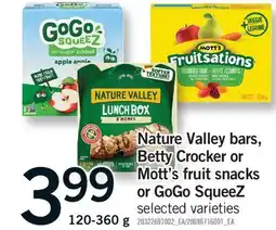 Fortinos NATURE VALLEY BARS, BETTY CROCKER OR MOTT'S FRUIT SNACKS OR GOGO SQUEEZ offer