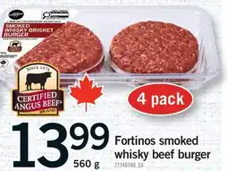 Fortinos FORTINOS SMOKED WHISKY BEEF BURGER offer