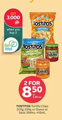 Rexall TOSTITOS Tortilla Chips 205g-295g or Queso or Salsa 394mL-418mL offer