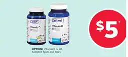 Rexall OPTION+ Vitamin D or D3 Selected Types and Sizes offer