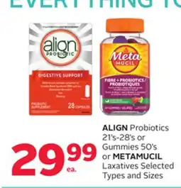 Rexall ALIGN Probiotics 21's-28's or Gummies 50's or METAMUCIL Laxatives offer