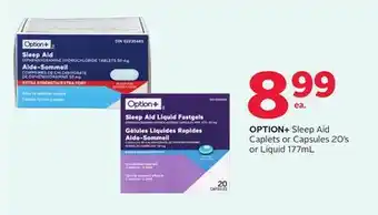 Rexall OPTION+ Sleep Aid Caplets or Capsules 20's or Liquid 177mL offer