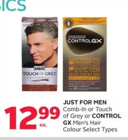 Rexall JUST FOR MEN Comb-In or Touch of Grey or CONTROL GX Men's Hair Colour offer