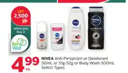 Rexall NIVEA Anti-Perspirant or Deodorant 50mL or 51g-52g or Body Wash 500mL offer